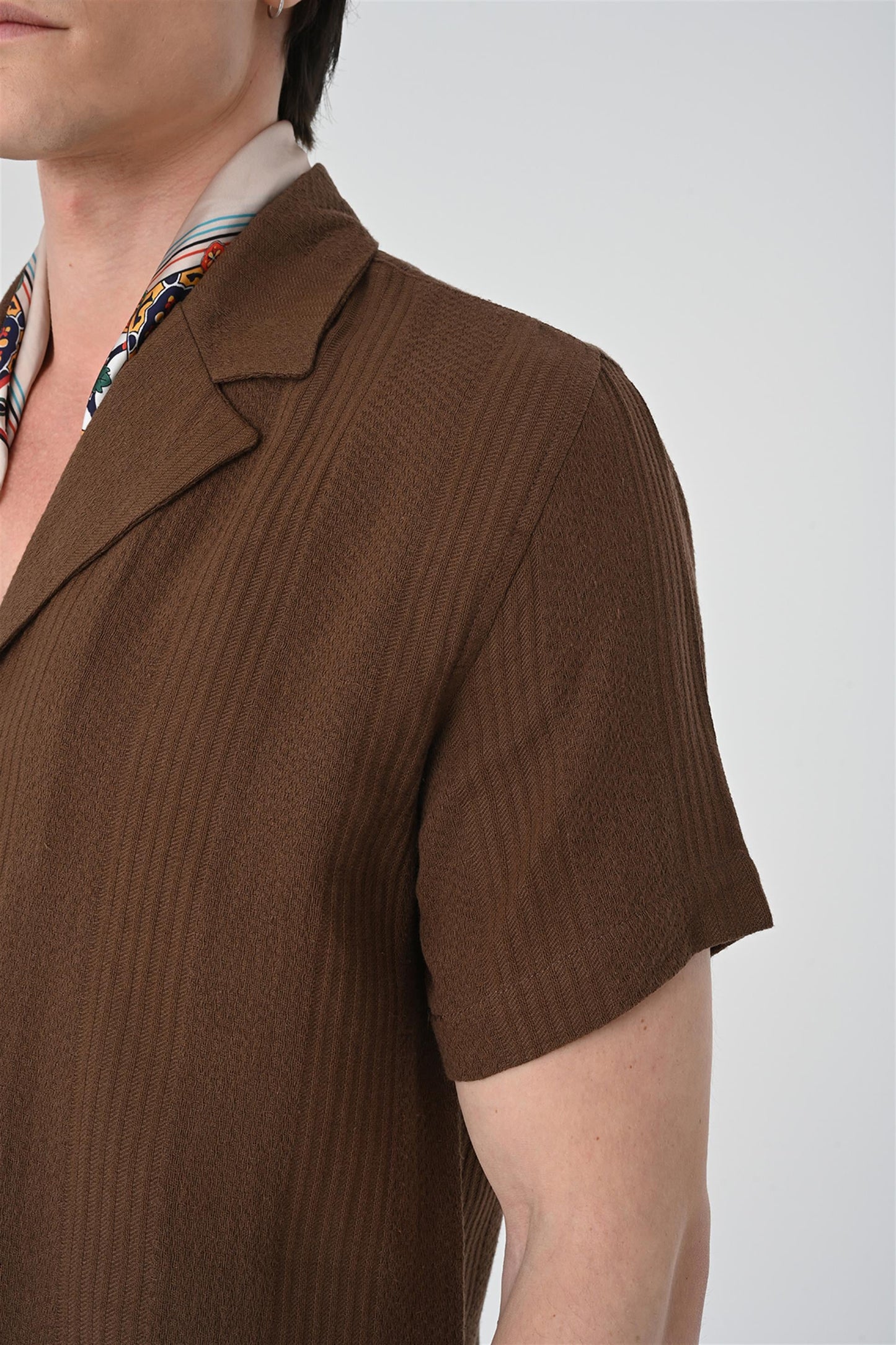 KOALA SYDNEY Men's Brown Woven Patterned Short Sleeve Shirt -
