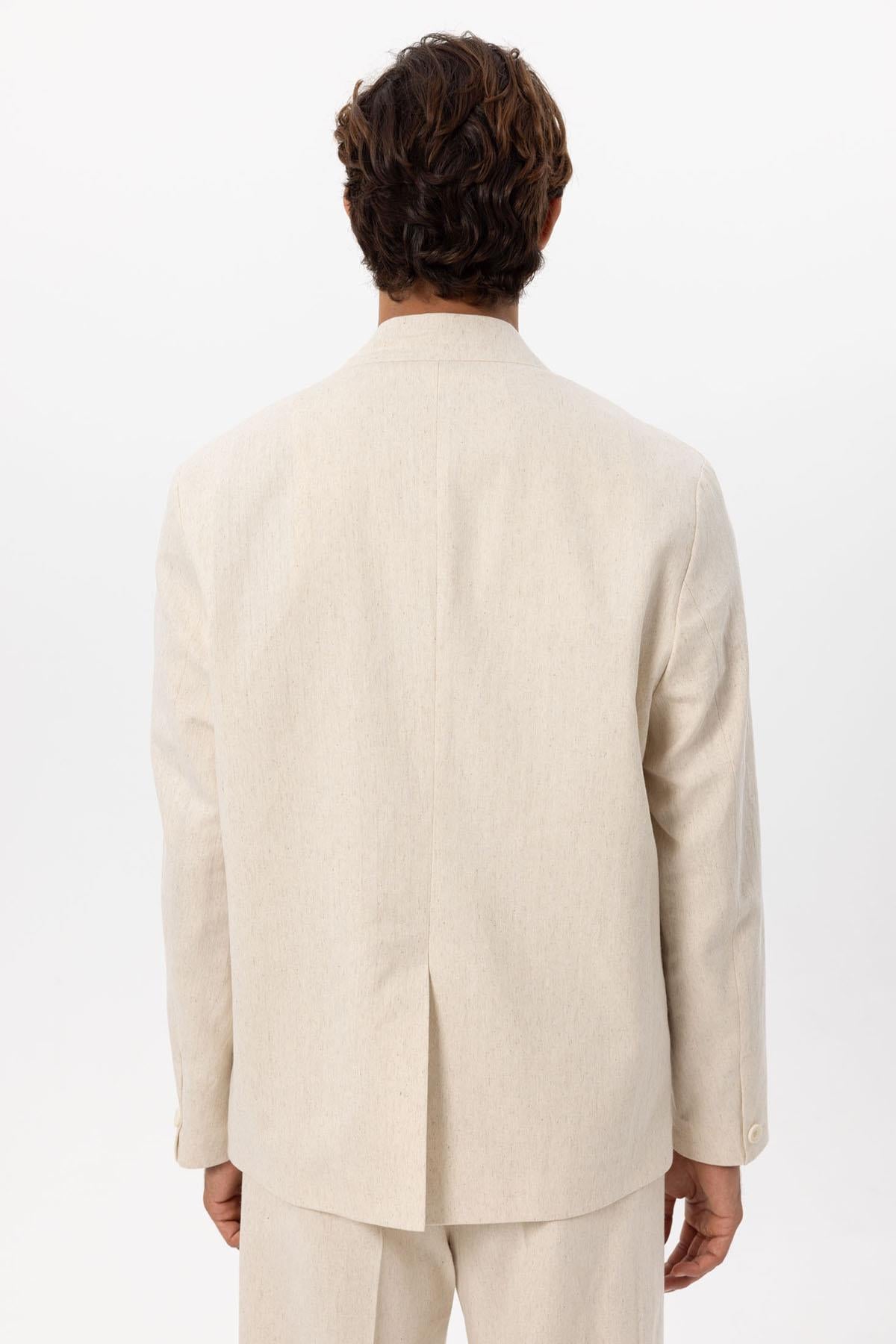 KOALA SYDNEY Men's Ecru Linen Blend Double-Breasted Jacket