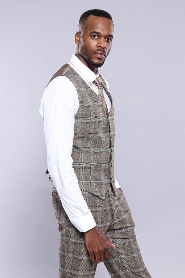 Checked Brown Vest
