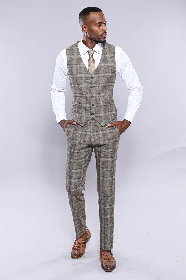 Checked Brown Vest
