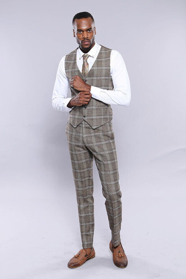 Checked Brown Vest