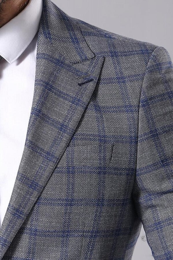 Checked Grey Men's Blazer |