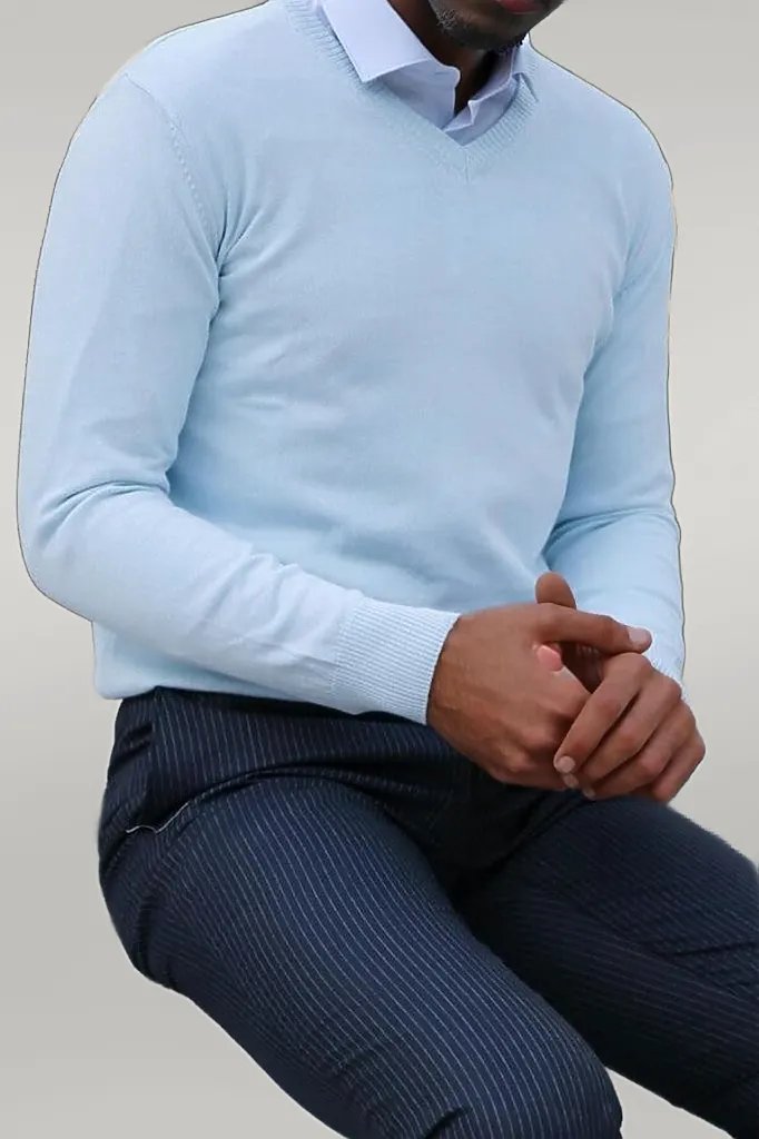 Circle Collar Ice Blue Sweater