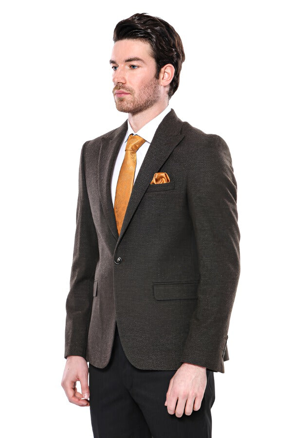 Peak Lapel Gray Men's Blazer