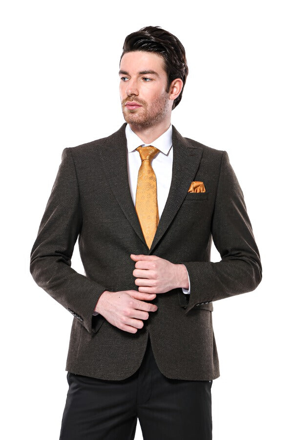 Peak Lapel Gray Men's Blazer