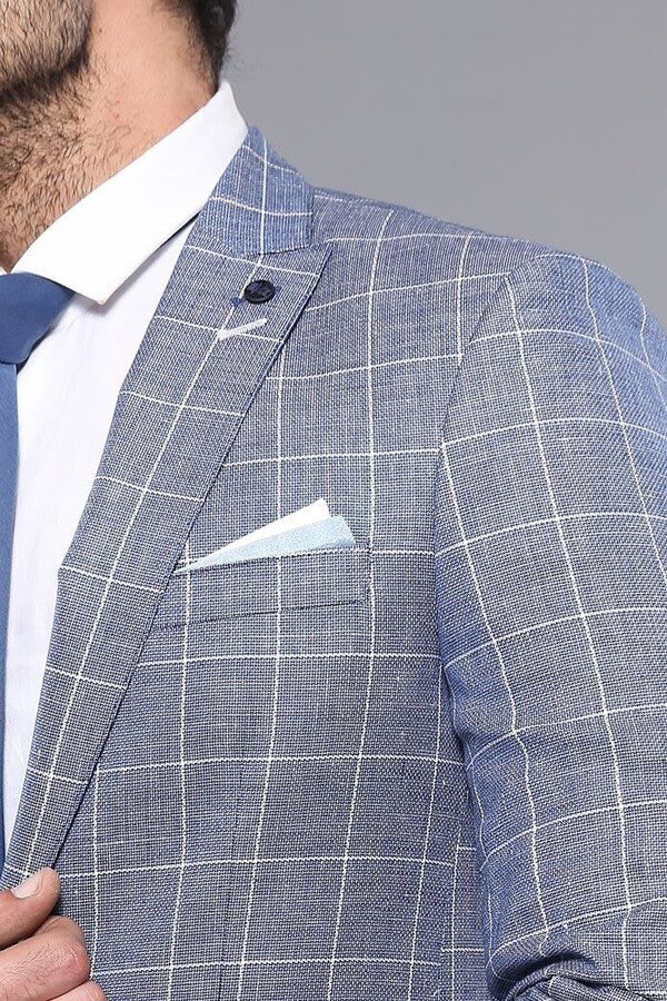 KOALA SYDNEY Plaid Cotton Blue Sport Coat -