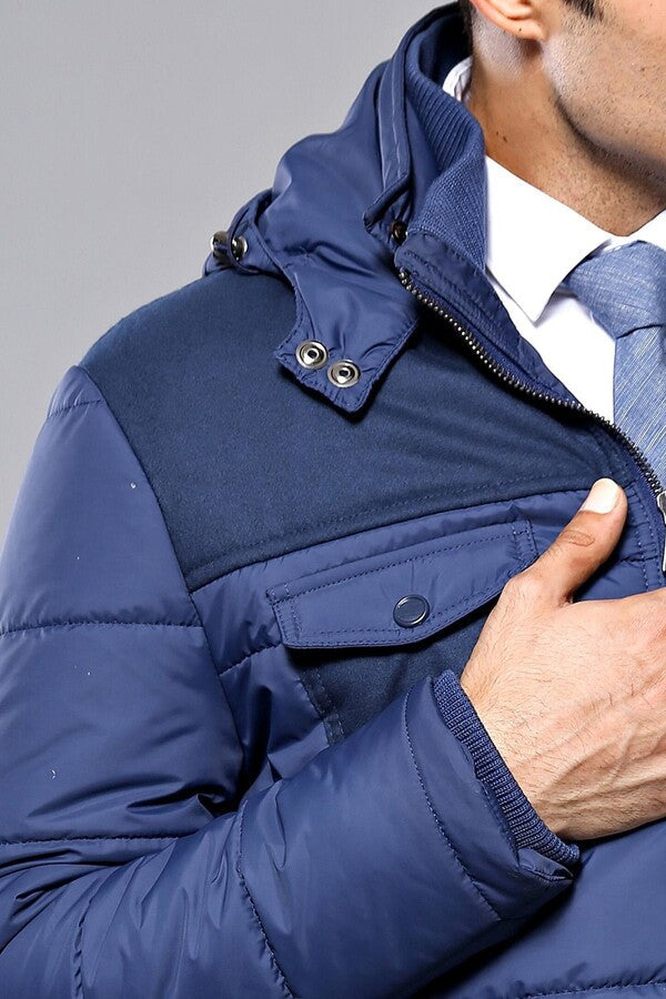 Puffer Navy Blue Men Coat