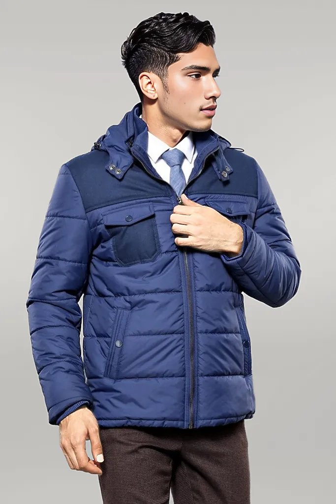 Puffer Navy Blue Men Coat