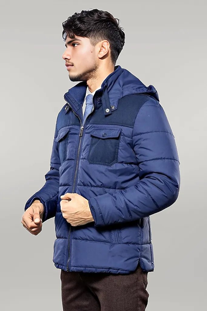 Puffer Navy Blue Men Coat