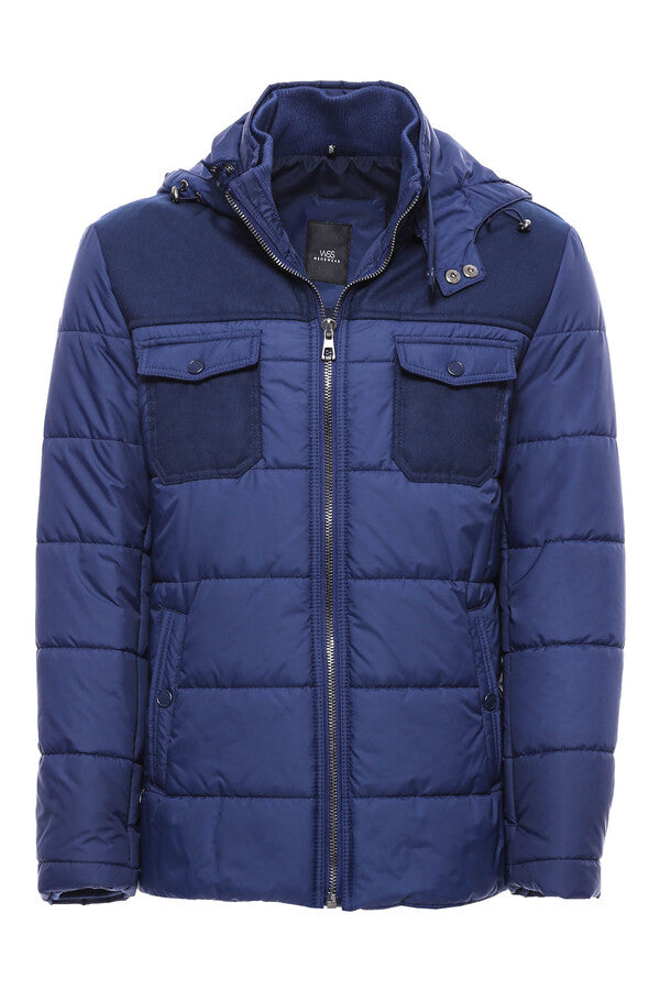 Puffer Navy Blue Men Coat