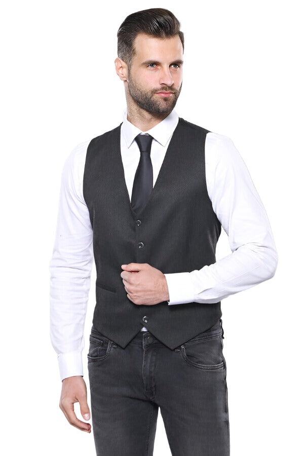 Smoked Plain Blazer Vest Set