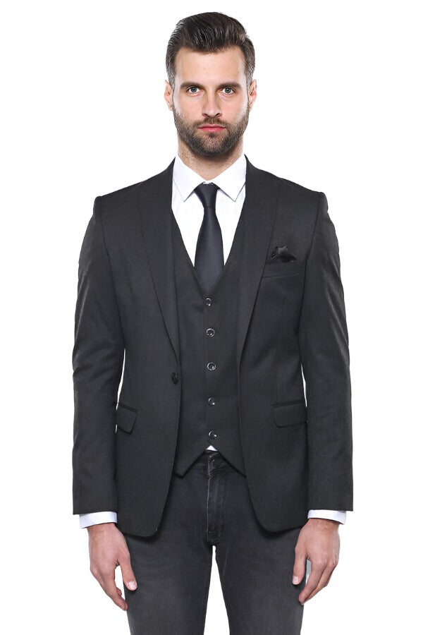 Smoked Plain Blazer Vest Set