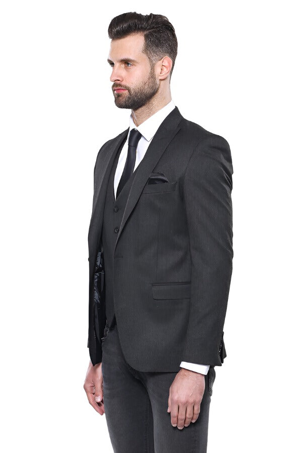 Smoked Plain Blazer Vest Set