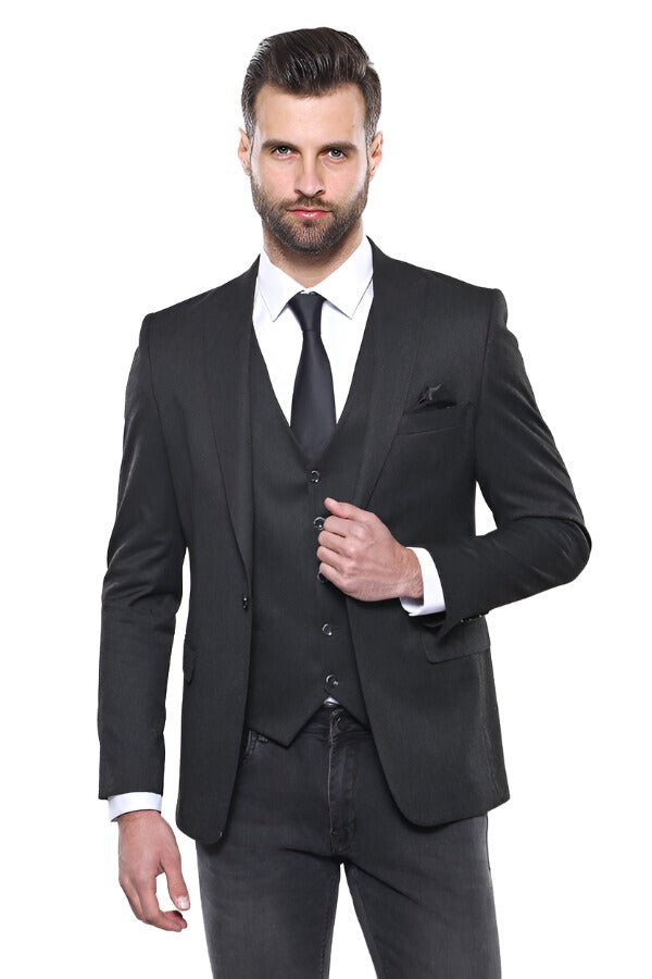 Smoked Plain Blazer Vest Set