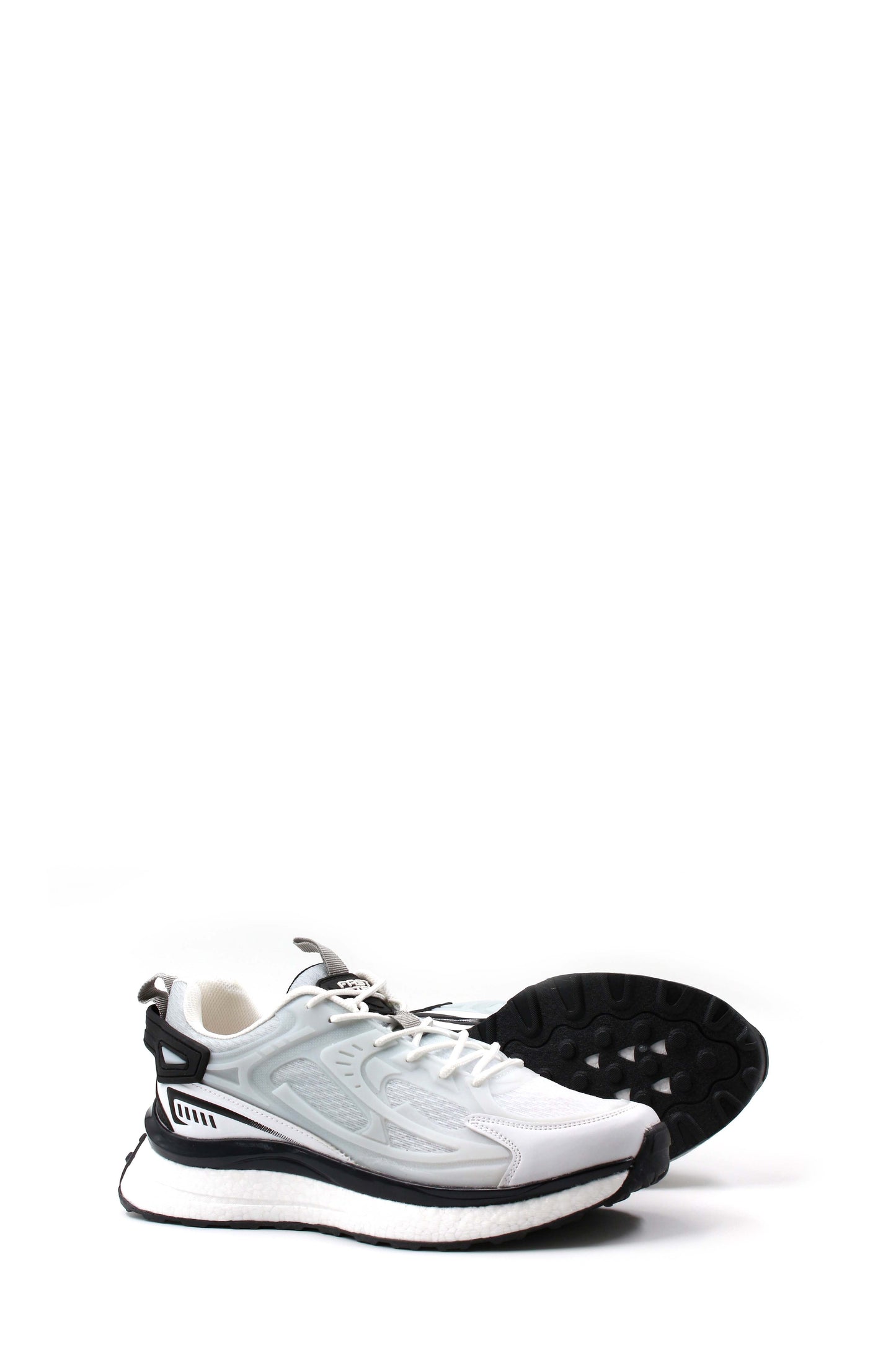 KOALA SYDNEY Men's White and Black Sporty Running Shoes with Mesh Detailing