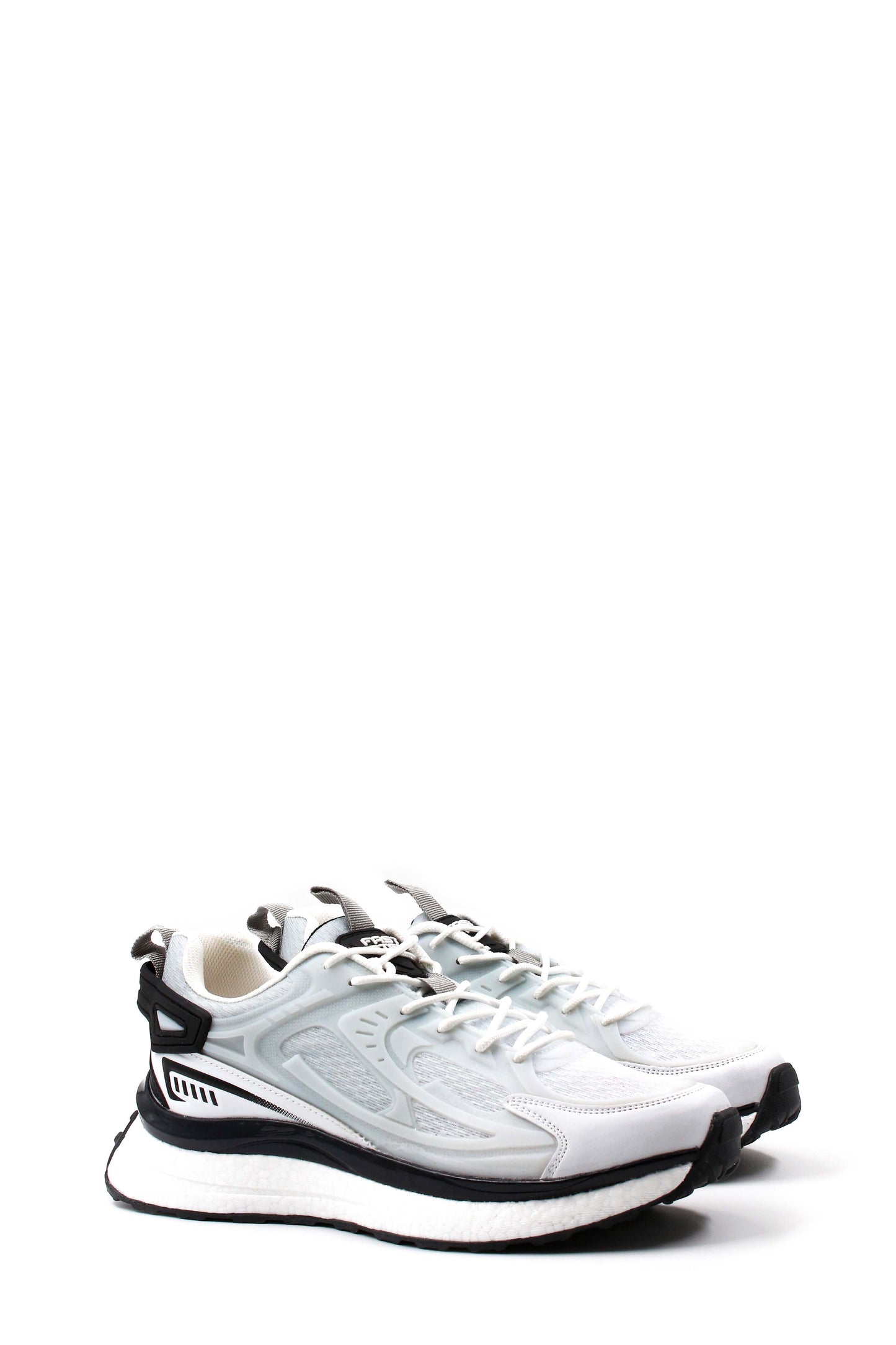 KOALA SYDNEY Men's White and Black Sporty Running Shoes with Mesh Detailing