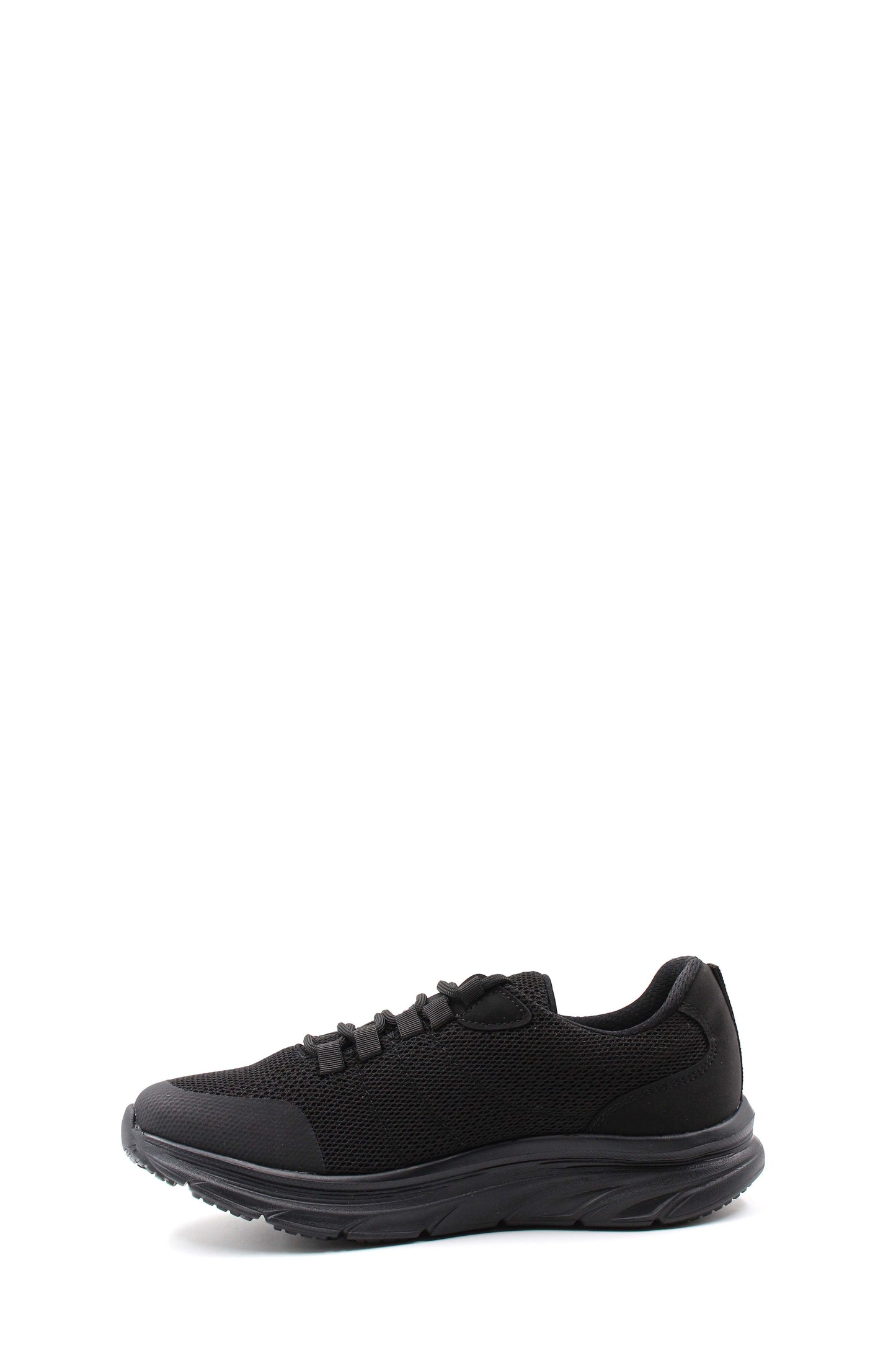 Men's Black Lace-Up Knit Sneakers with Cushioned Sole