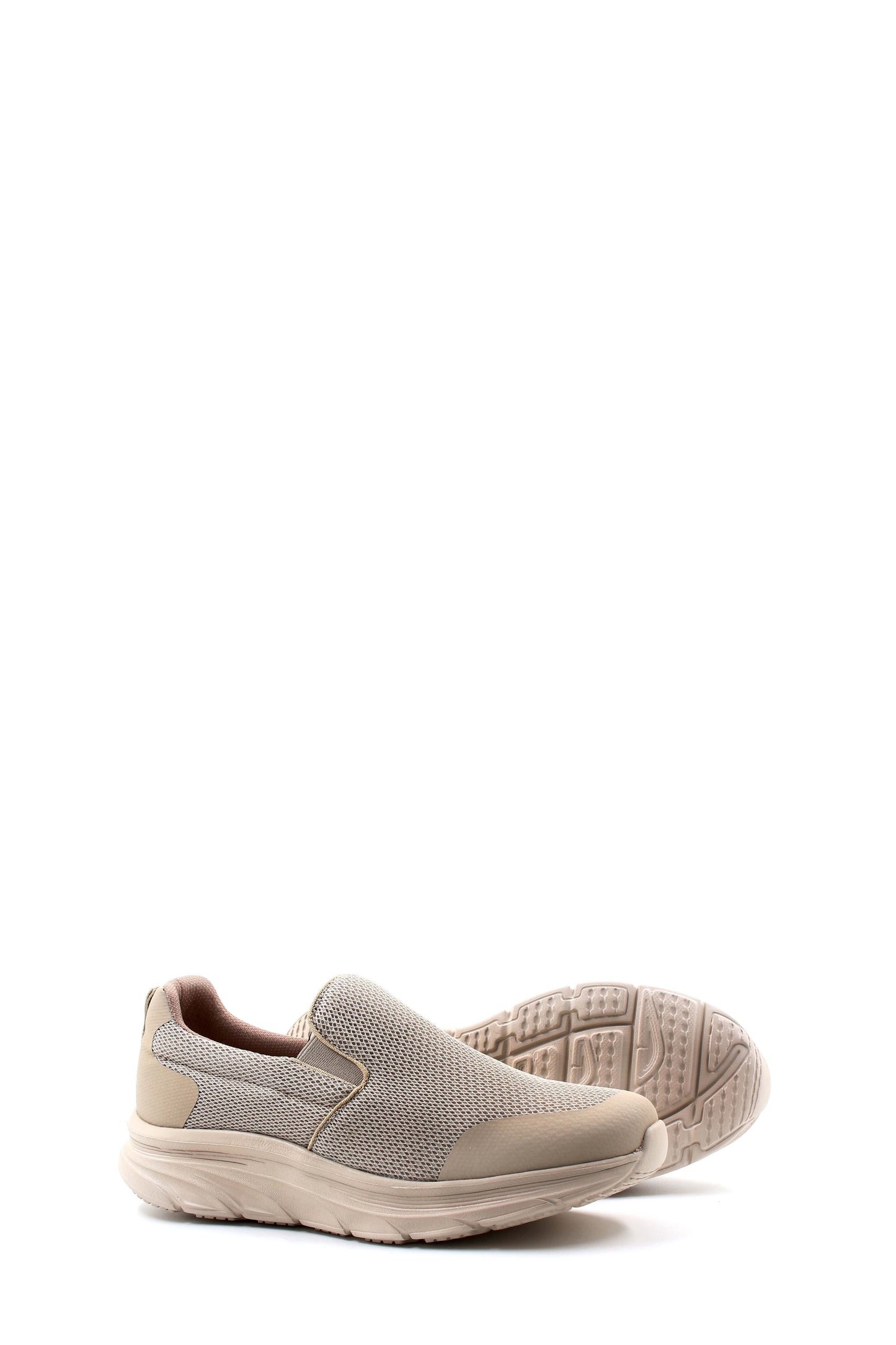 Men's Beige Slip-On Knit Sneakers with Cushioned Sole