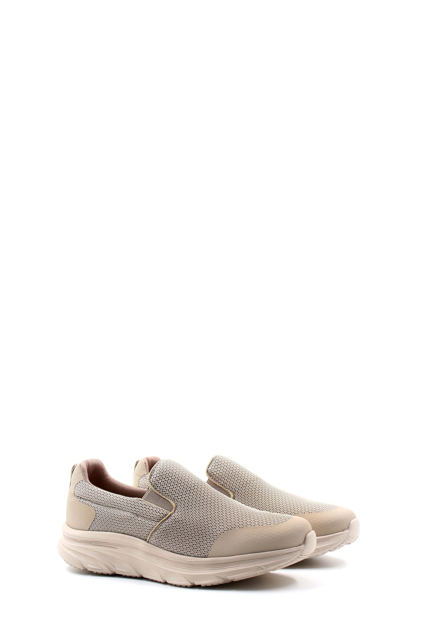 Men's Beige Slip-On Knit Sneakers with Cushioned Sole
