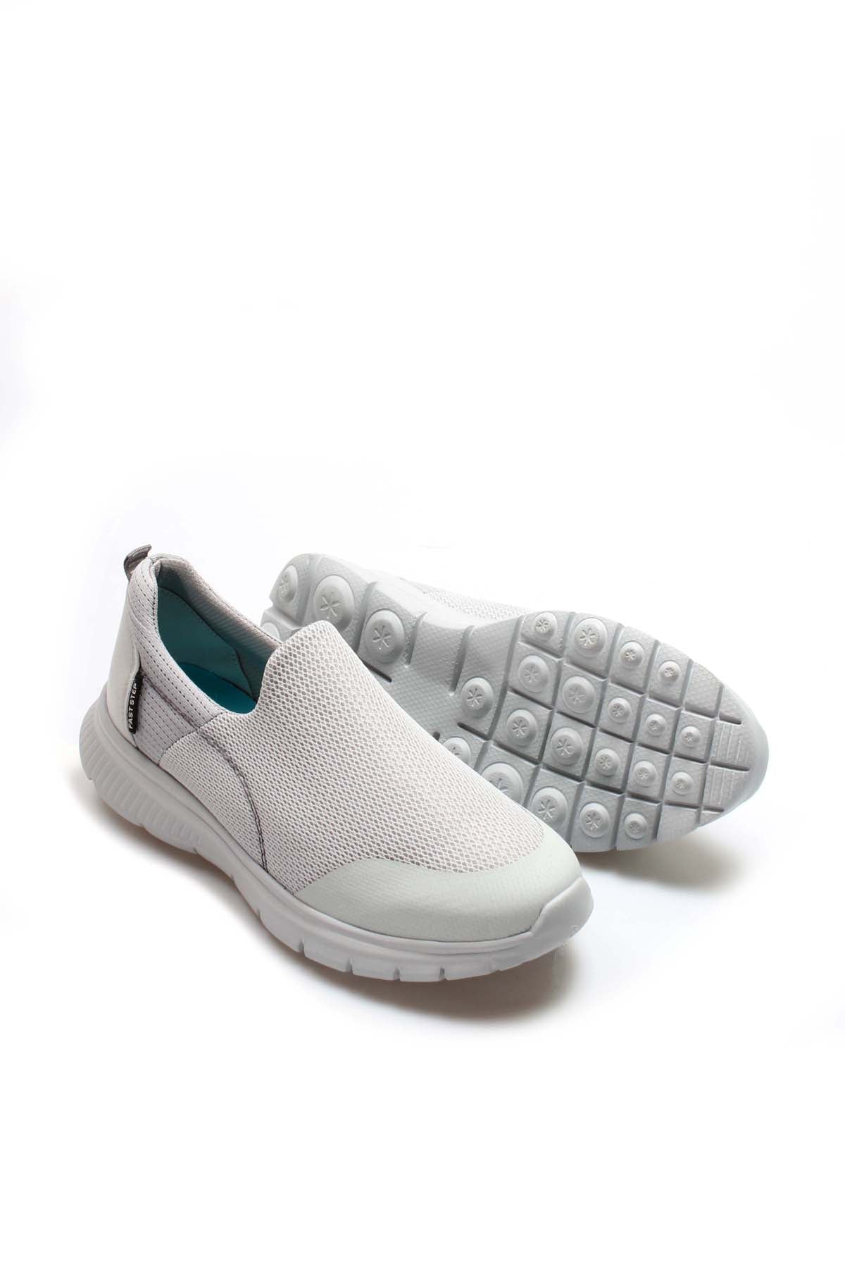 Men's Light Gray Slip-On Sneakers with Breathable Mesh Upper