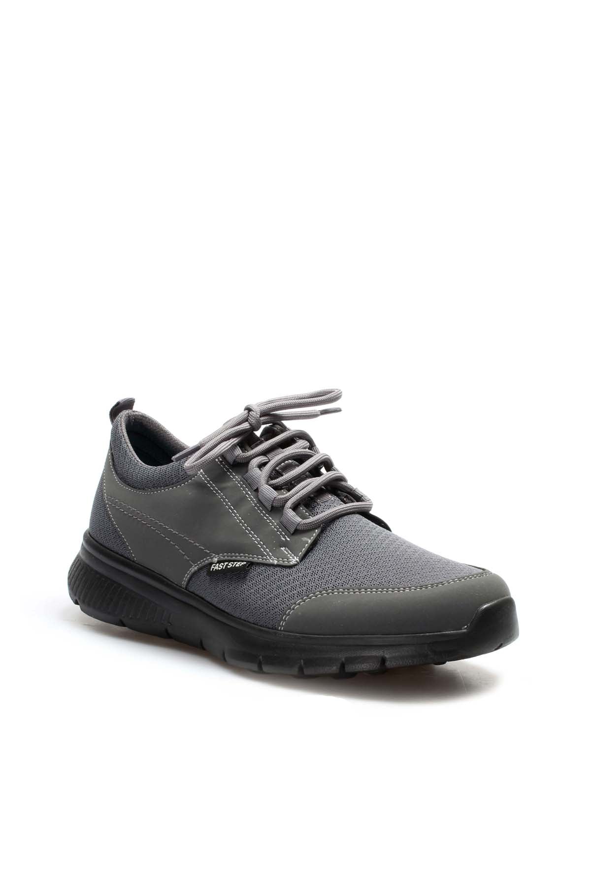 Men's Grey Mesh Athletic Shoes with Rubber Sole - Wessi