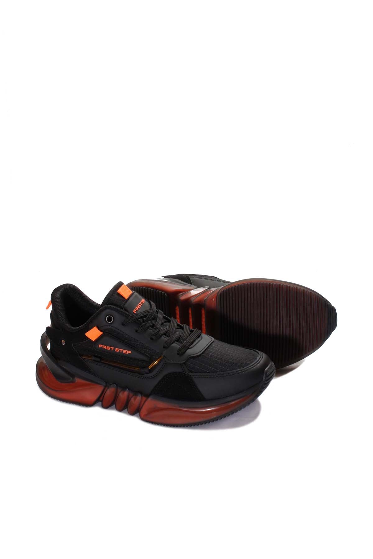 KOALA SYDNEY Black and Orange Athletic Sneakers with Mesh Upper