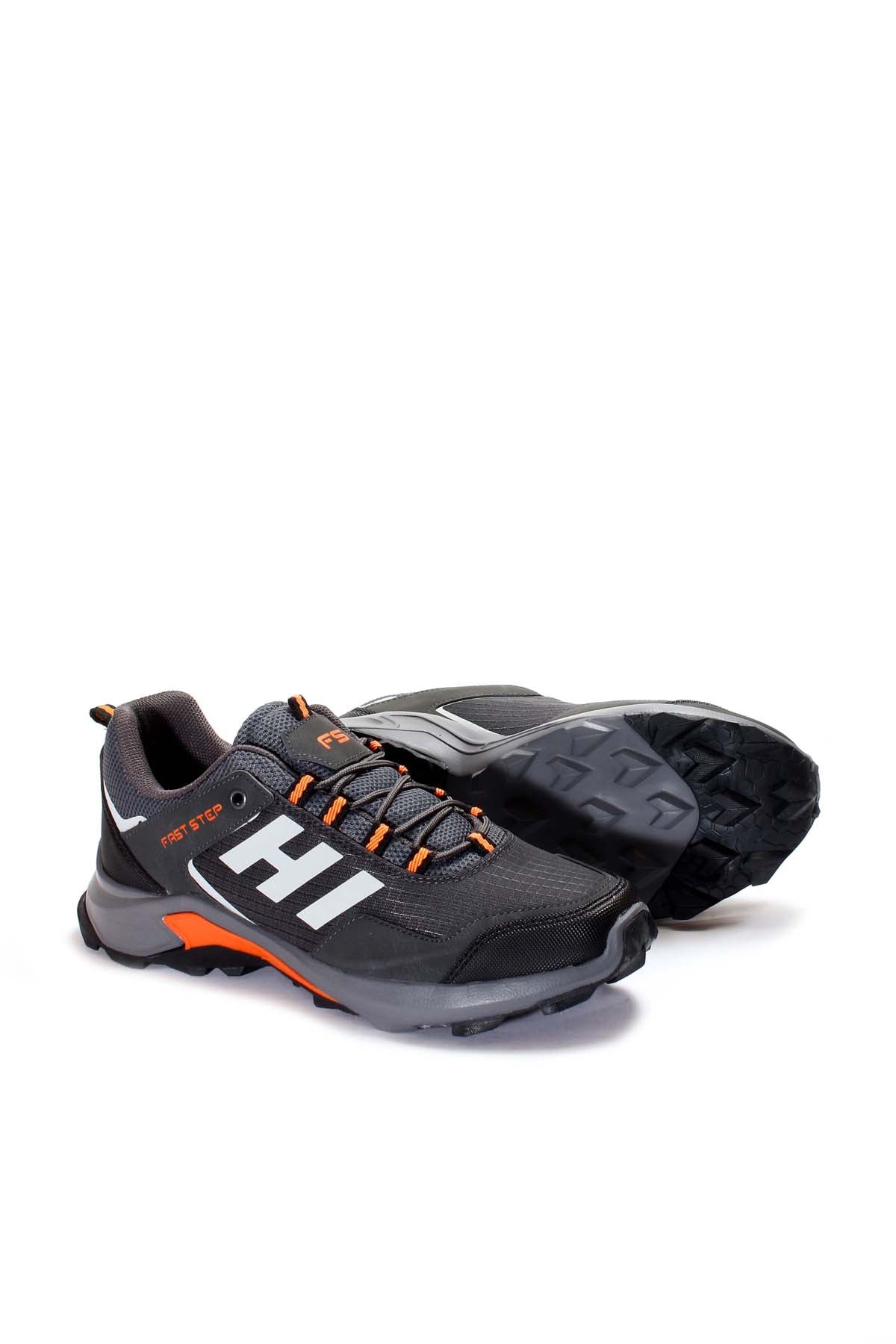 KOALA SYDNEY Men's Black and Gray Athletic Sneakers with Orange Accents