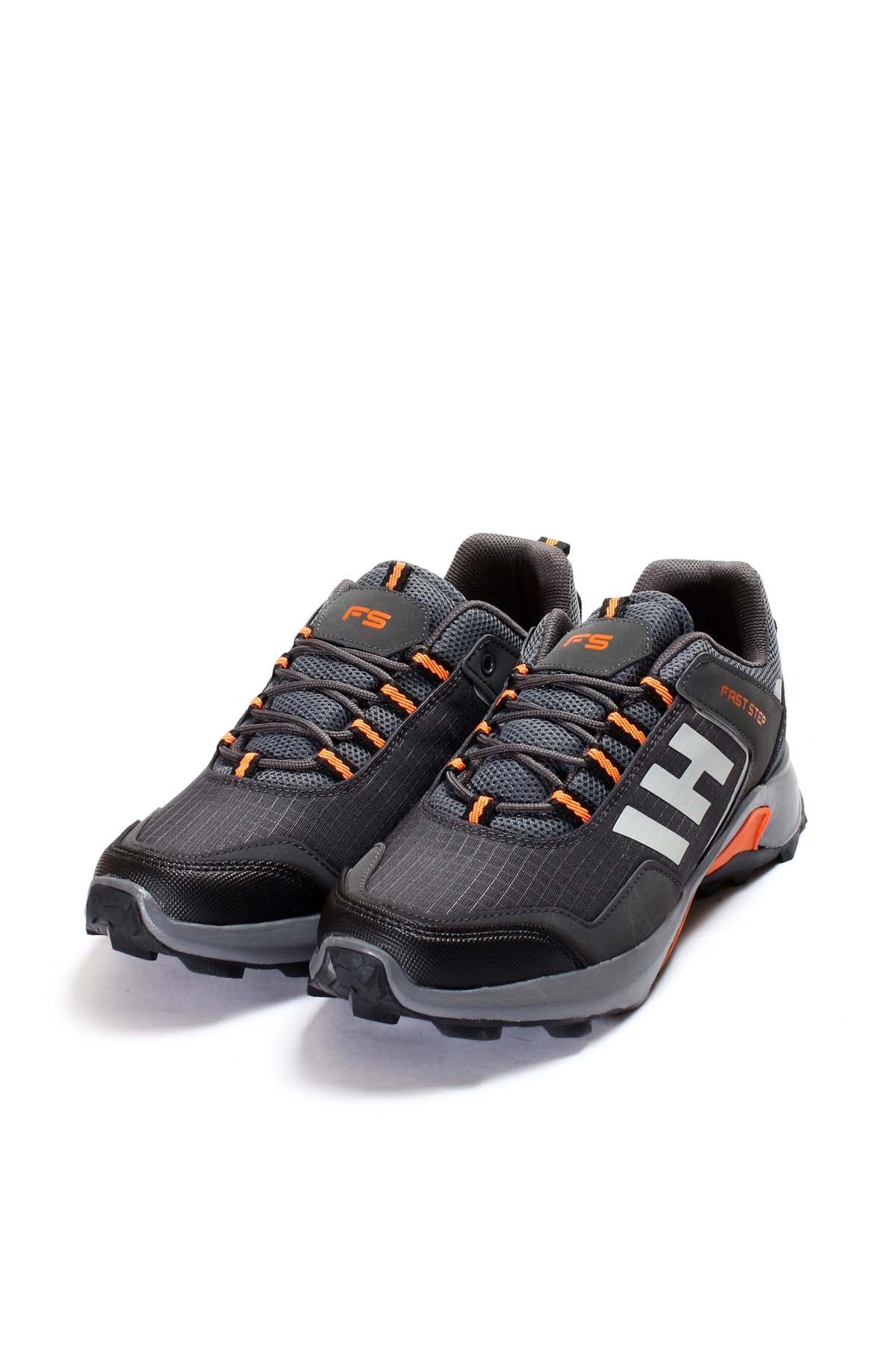 KOALA SYDNEY Men's Black and Gray Athletic Sneakers with Orange Accents
