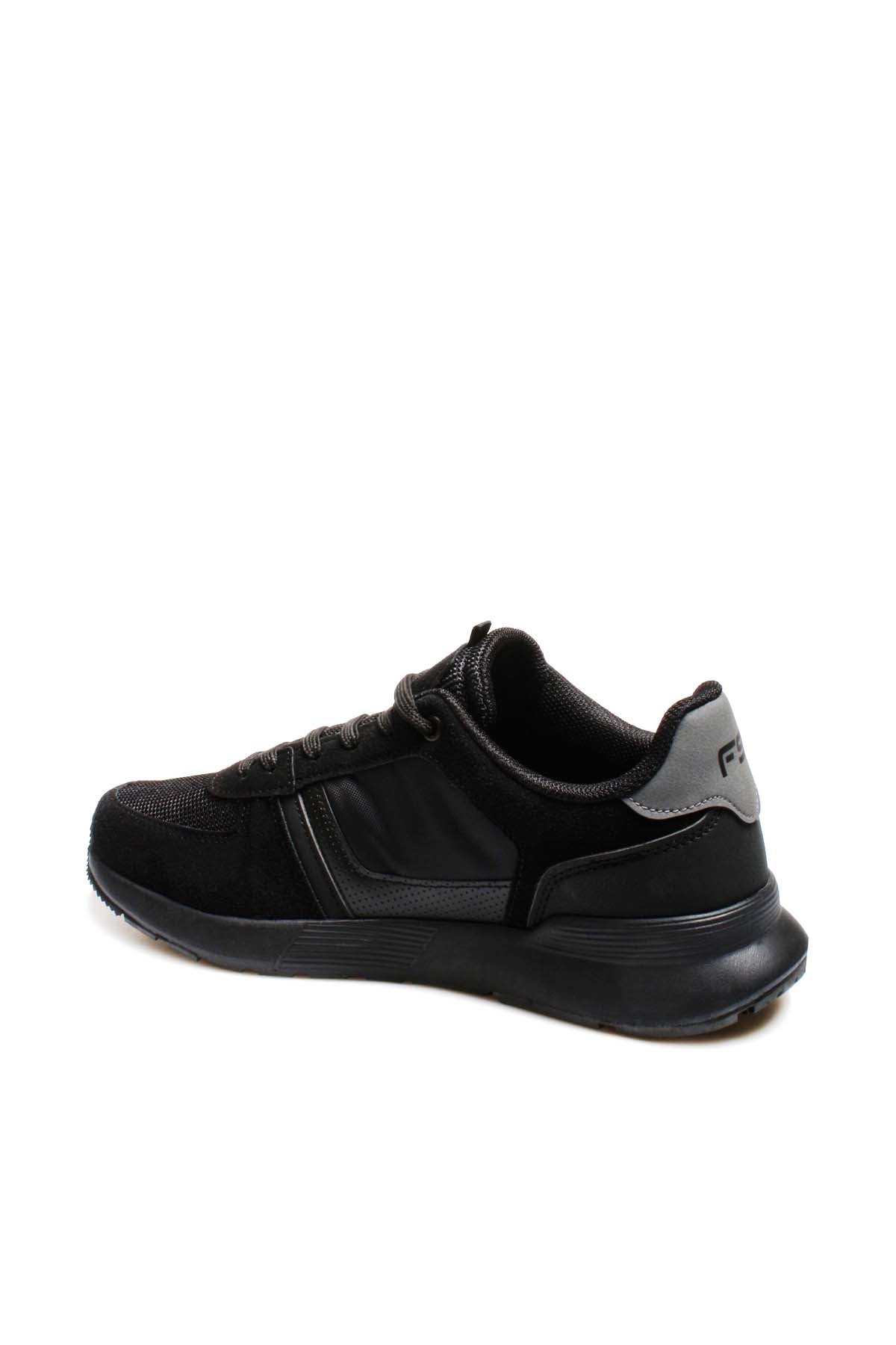 Men's Black Athletic Sneakers with Suede and Mesh Panels