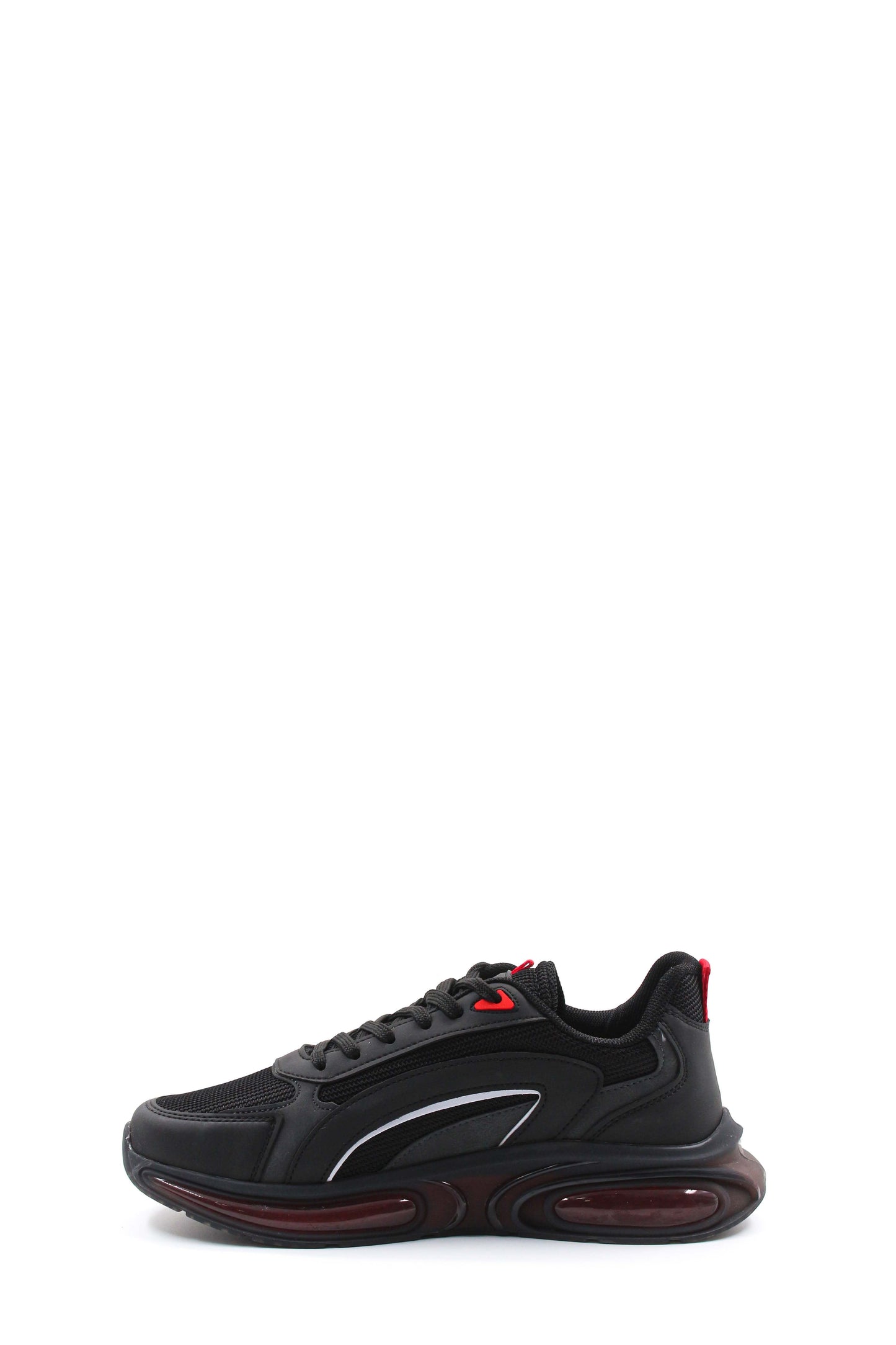 KOALA SYDNEY Men's Black Air Cushion Sneakers with Red Accents