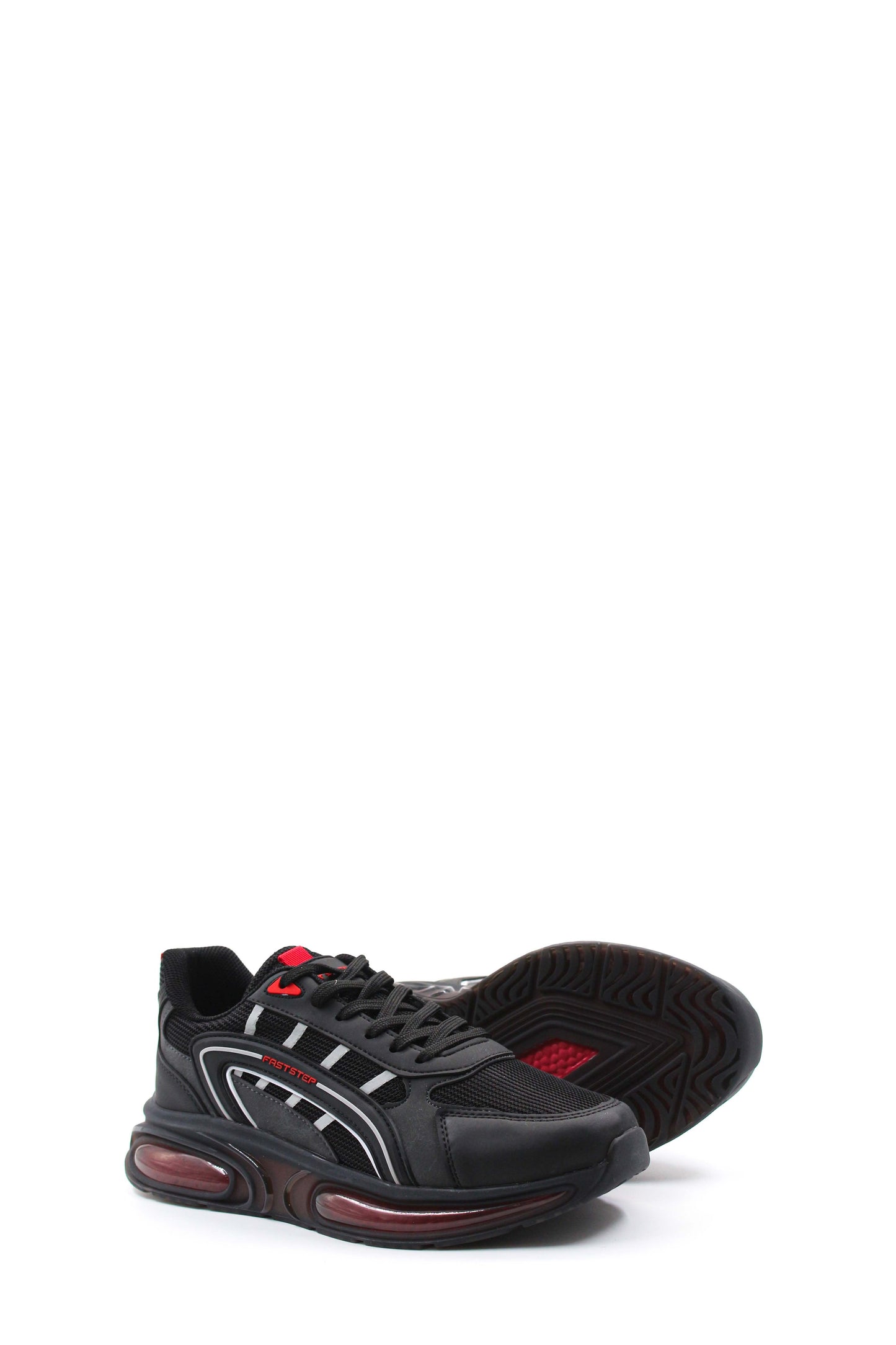 KOALA SYDNEY Men's Black Air Cushion Sneakers with Red Accents
