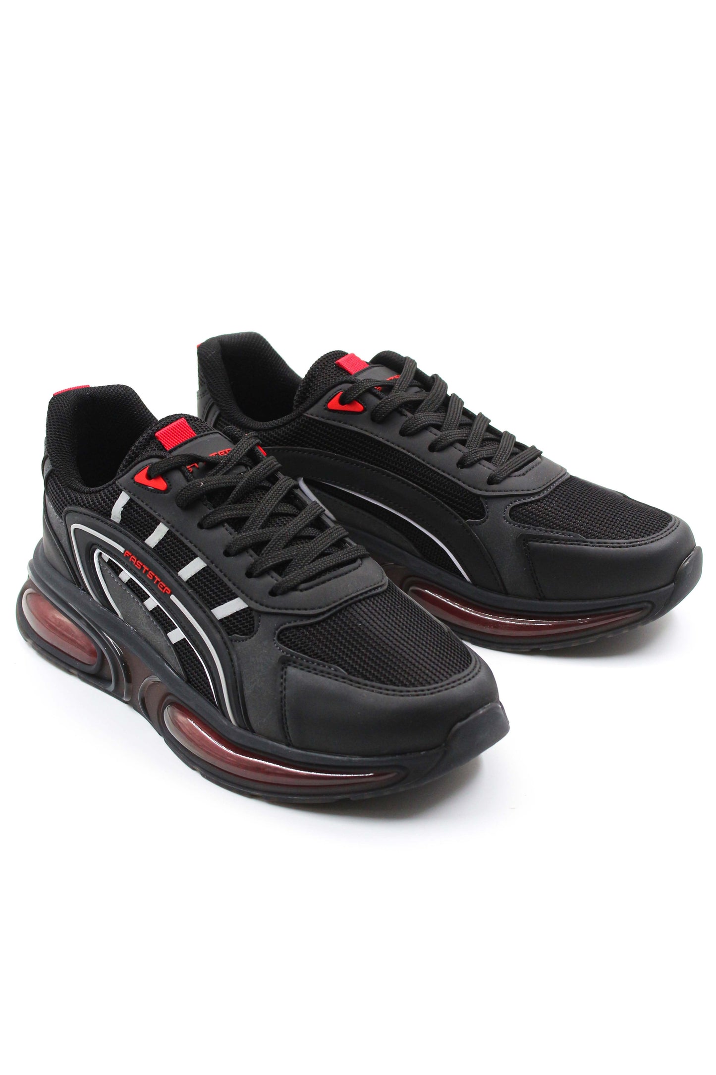 KOALA SYDNEY Men's Black Air Cushion Sneakers with Red Accents