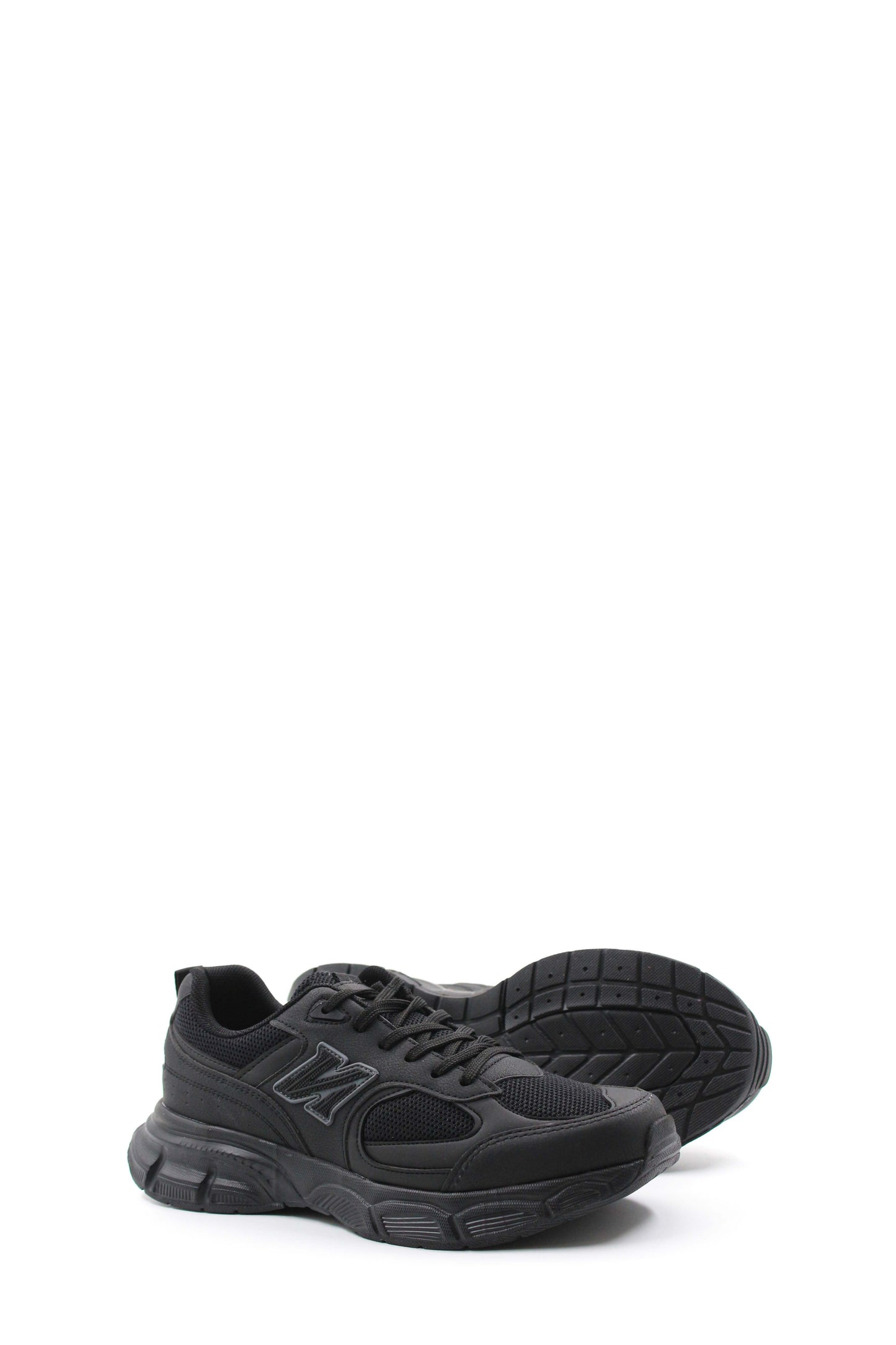 Men's All-Black Athletic Sneakers with Cushioned Sole