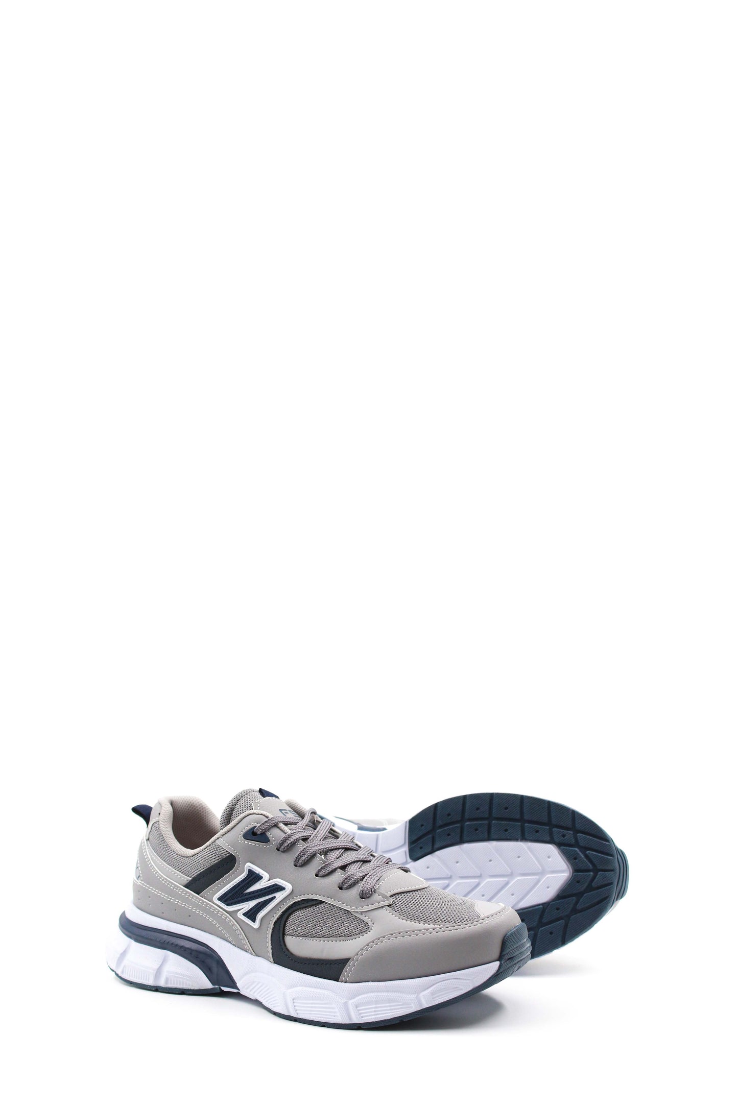 Men's Gray and Navy Athletic Sneakers with Cushioned Sole