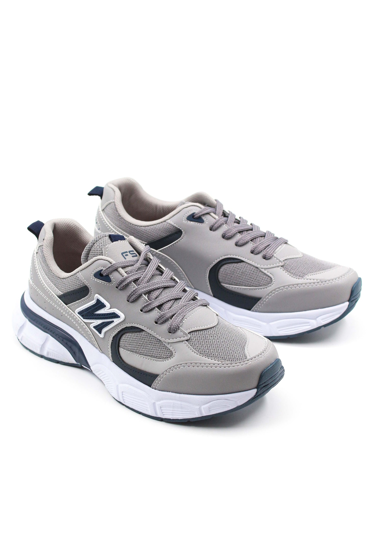 Men's Gray and Navy Athletic Sneakers with Cushioned Sole