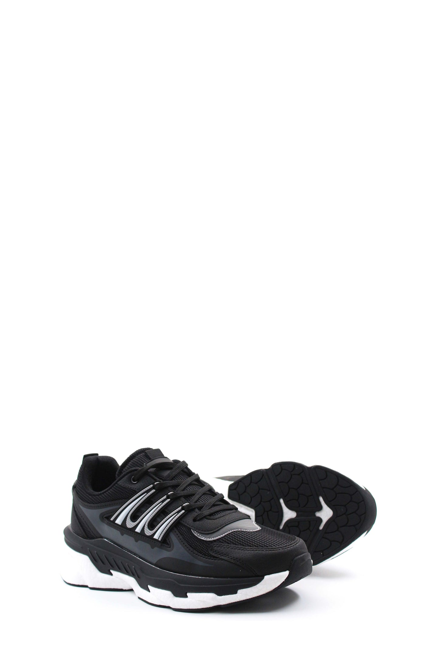 KOALA SYDNEY Men's Black Chunky Sneakers with White Sole -