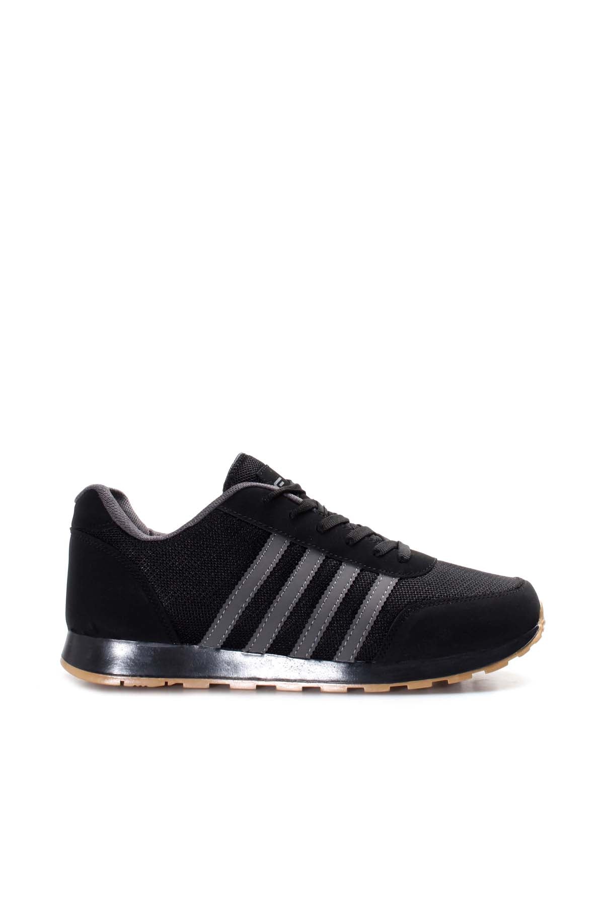 KOALA SYDNEY Men's Black Mesh Sneakers with Gray Stripe Accents