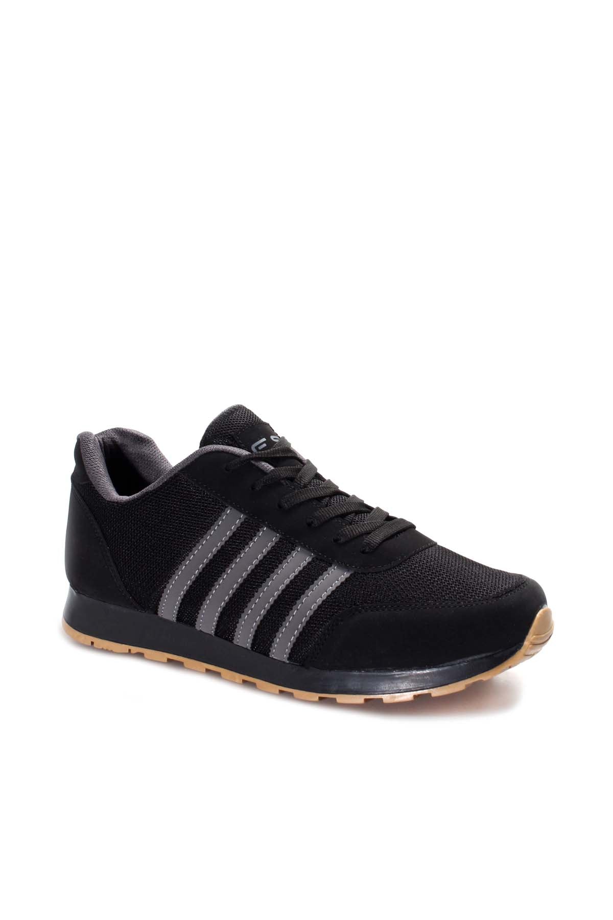 KOALA SYDNEY Men's Black Mesh Sneakers with Gray Stripe Accents