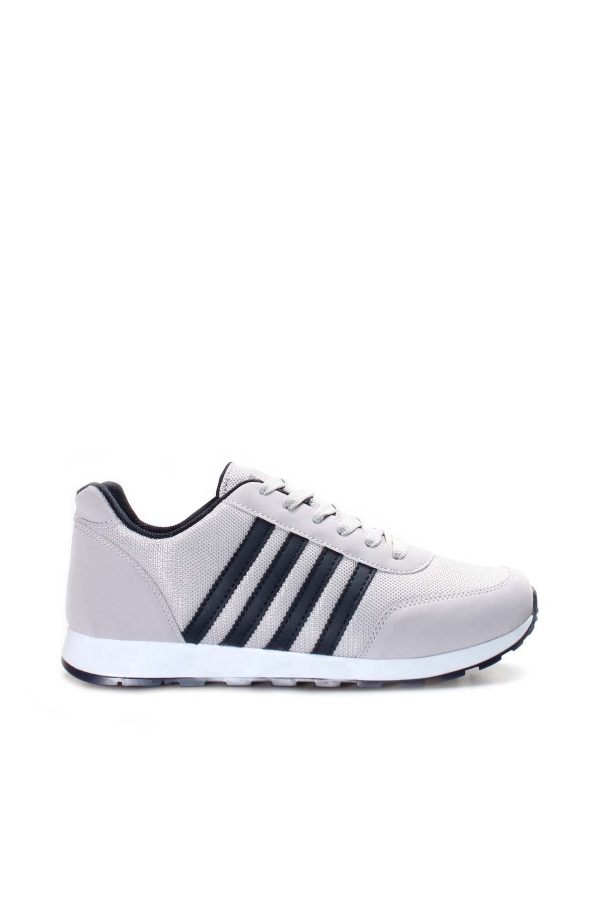Men's Light Gray Sneakers with Black Stripe Detailing