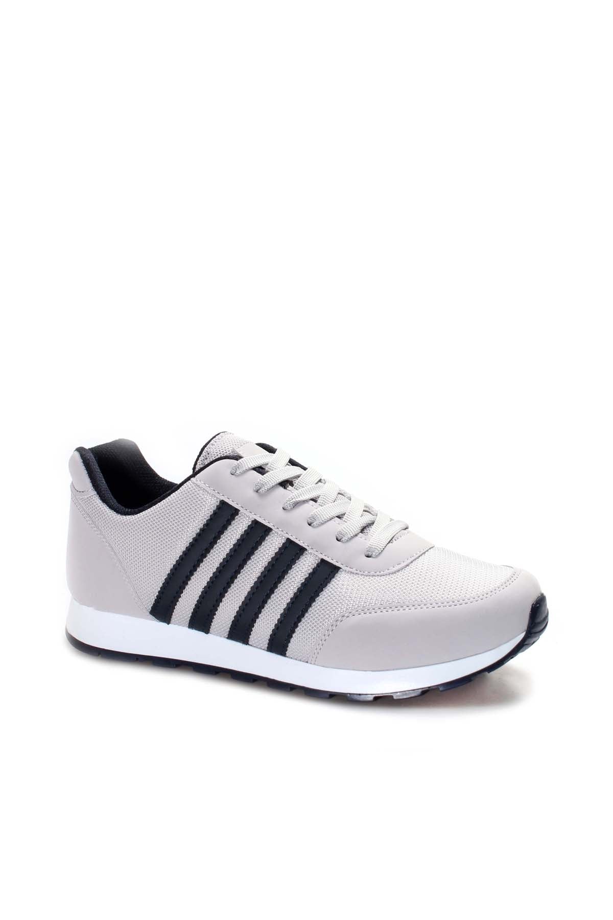 Men's Light Gray Sneakers with Black Stripe Detailing