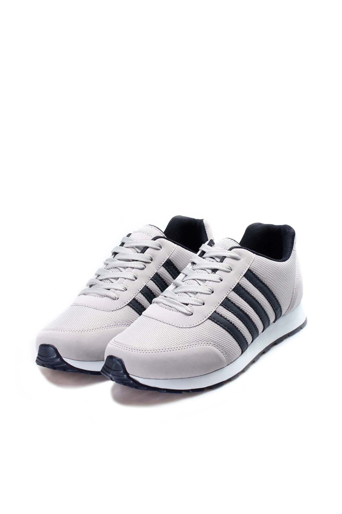 Men's Light Gray Sneakers with Black Stripe Detailing