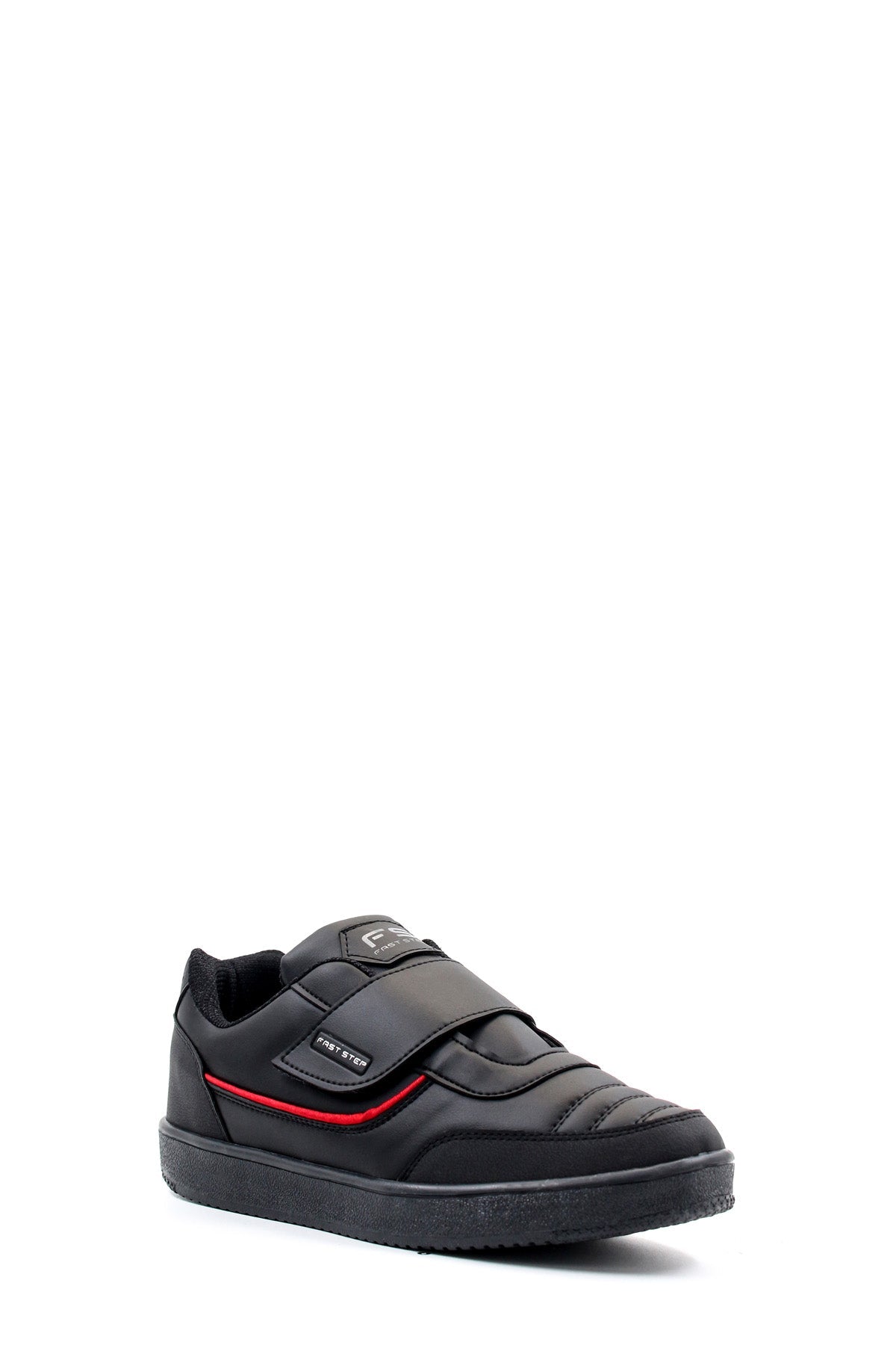 KOALA SYDNEY Men's Black Casual Velcro Sneakers with Red Accent