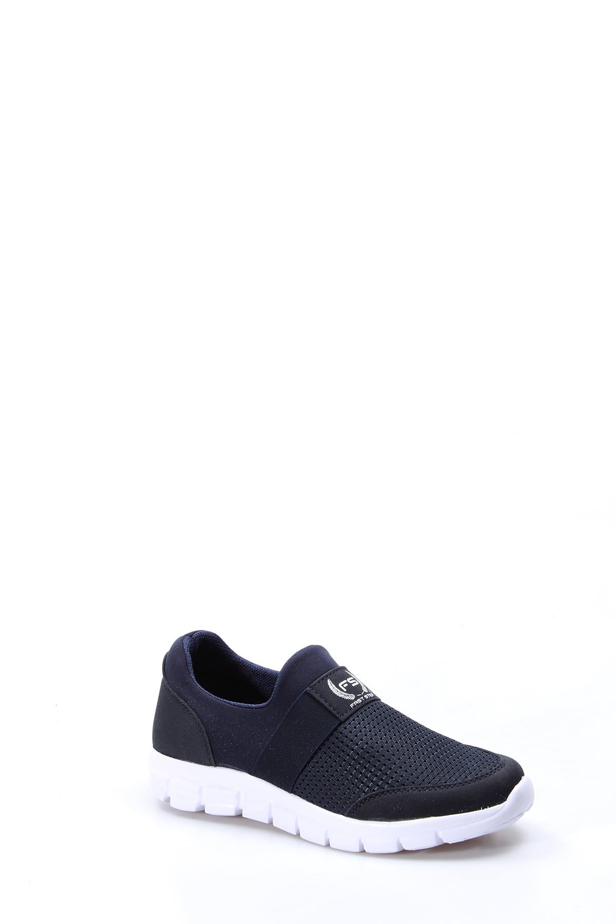 Men's Navy Slip-On Sneakers with Mesh Upper and White Sole