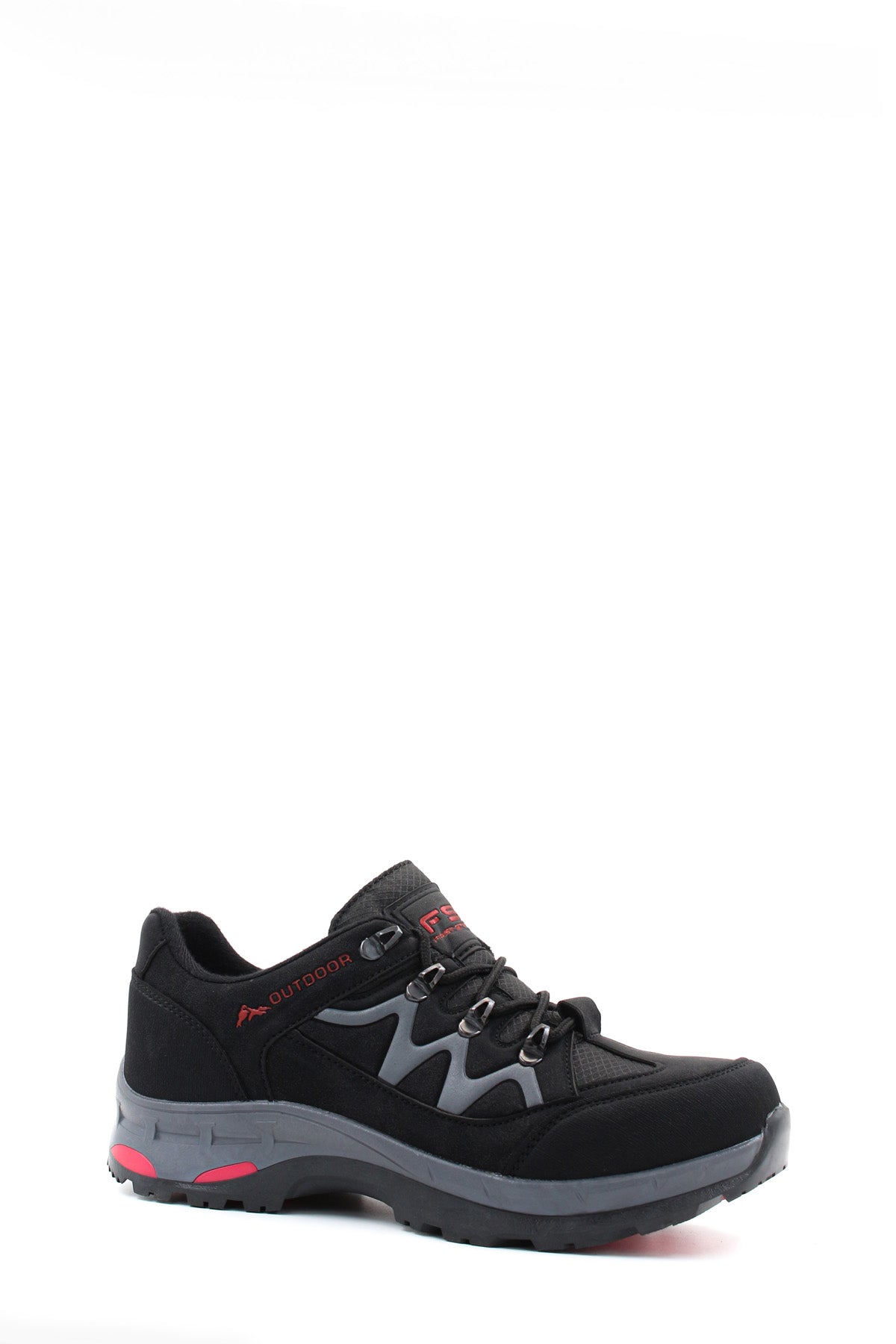 KOALA SYDNEY Men's Black Outdoor Hiking Shoes with Red Accents -