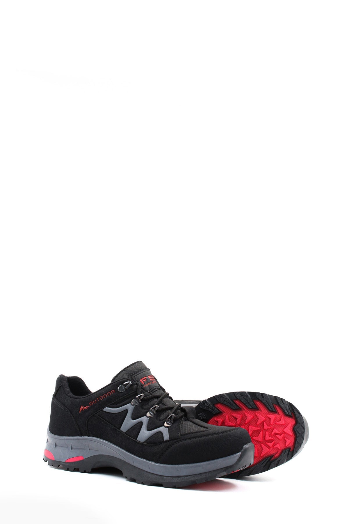 KOALA SYDNEY Men's Black Outdoor Hiking Shoes with Red Accents -