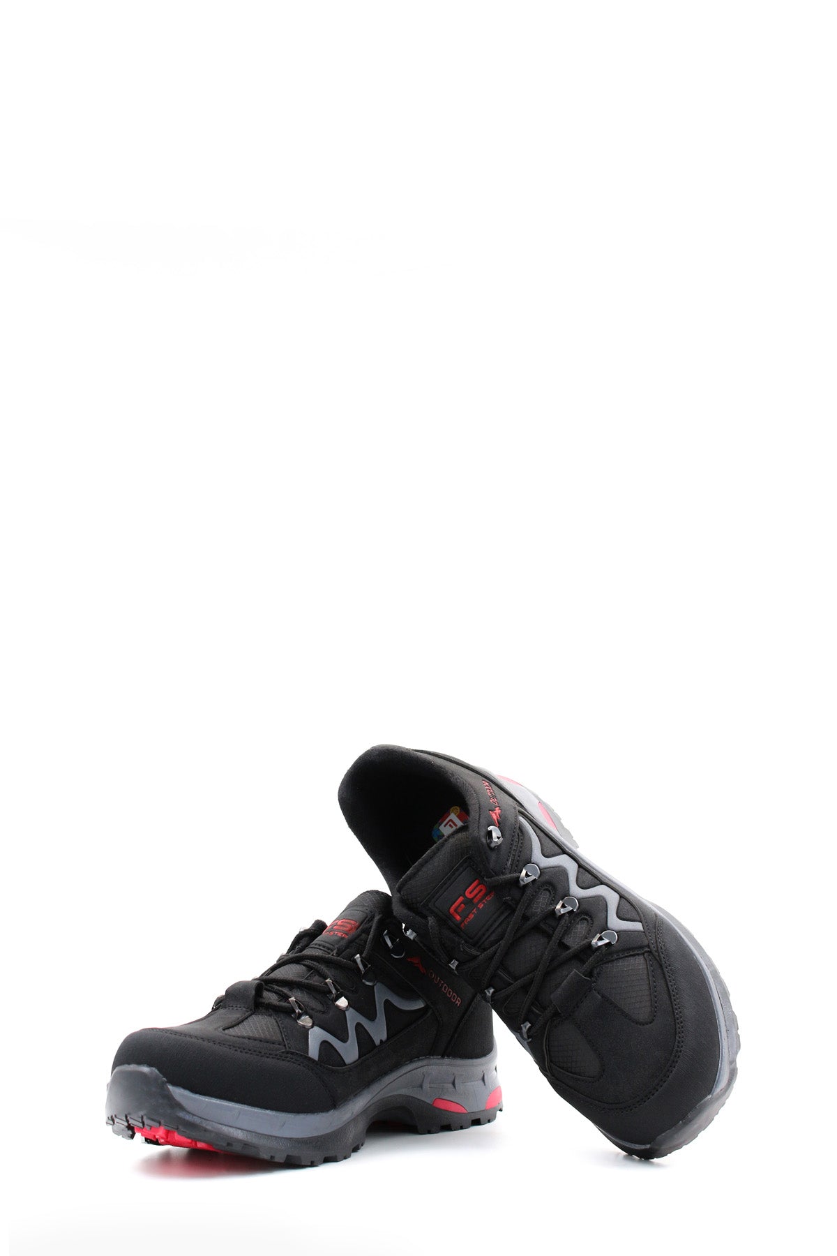 KOALA SYDNEY Men's Black Outdoor Hiking Shoes with Red Accents -