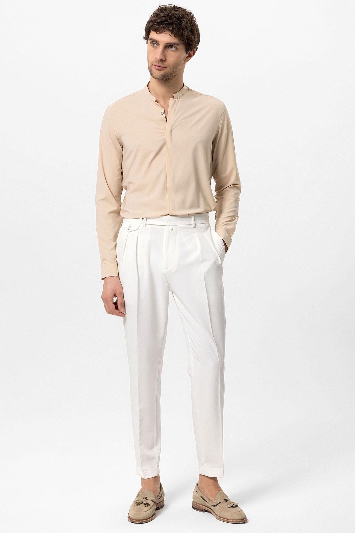 Beige Long Sleeve Men's Shirt