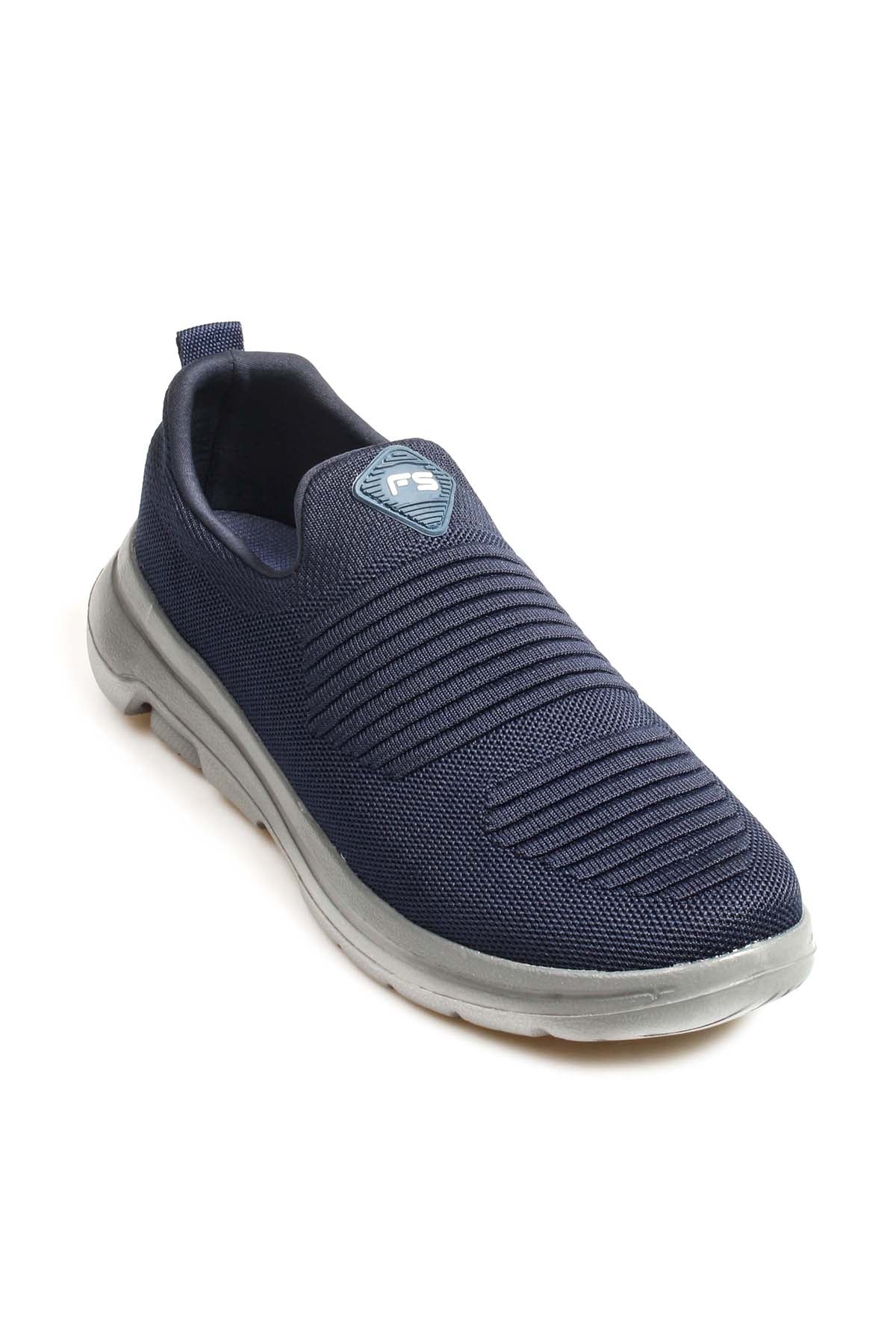 Men's Navy Slip-On Athletic Sneakers with Knit Upper