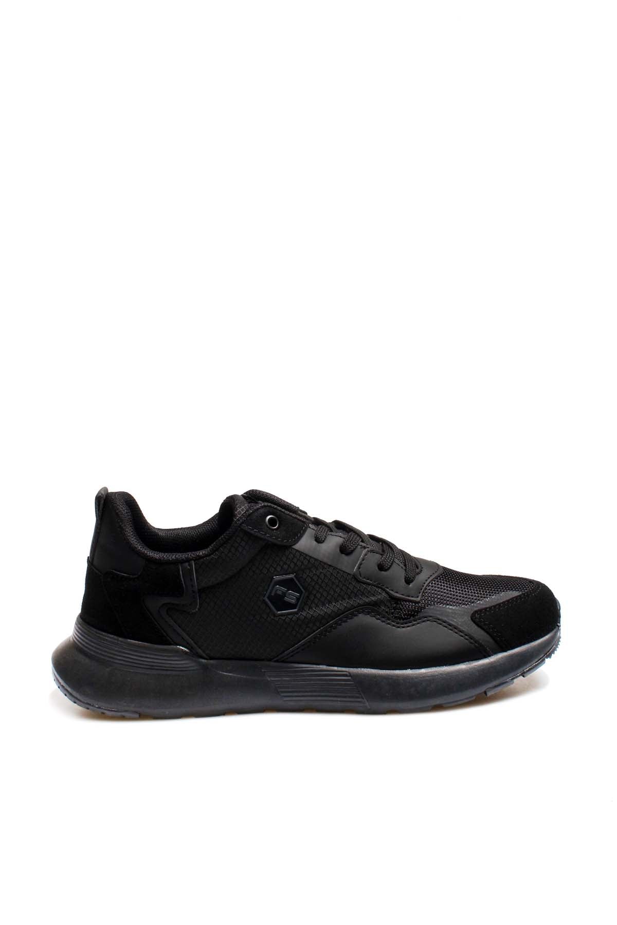 Men's Black Athletic Sneakers with Cushioned Sole