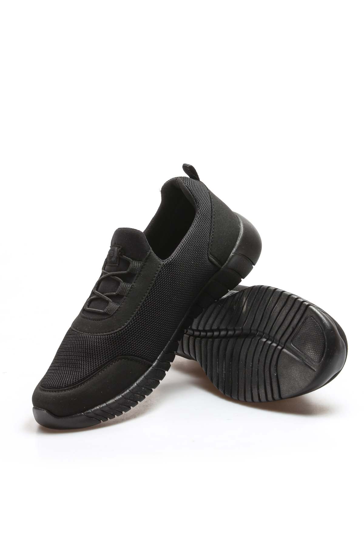 Men's Black Lace-Up Athletic Mesh Sneakers - Wessi